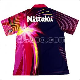 24634　【卓球　中古】　A　ウェア　ピンク×ネイビー/SS